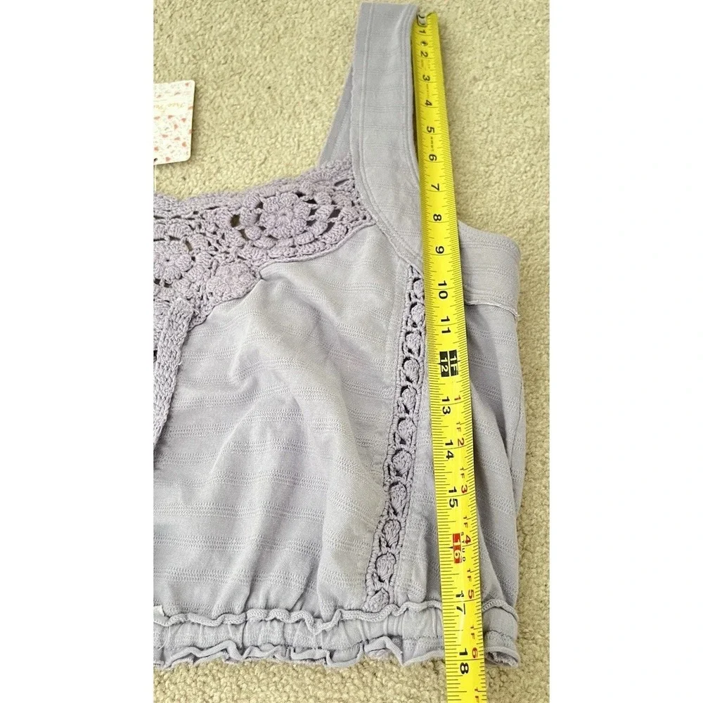 NWT Free People Sweet Something Crochet Knit Frosted Lilac Crochet Tank M